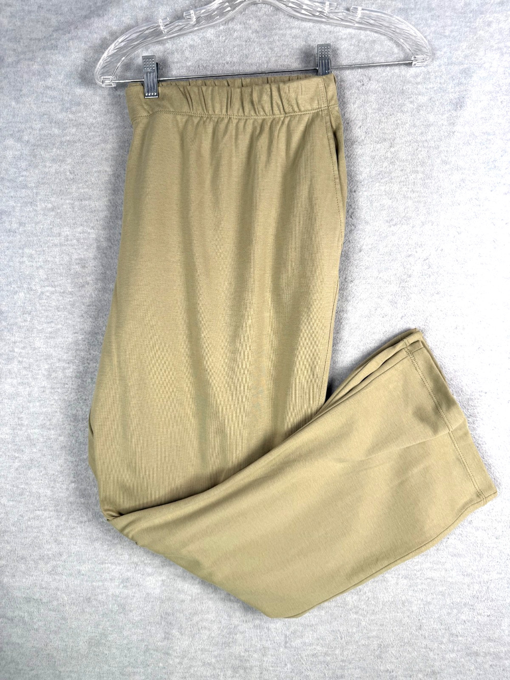 Lands End 3X Sport Knit Straight Leg Pull On Pants Pockets Light Sage Green